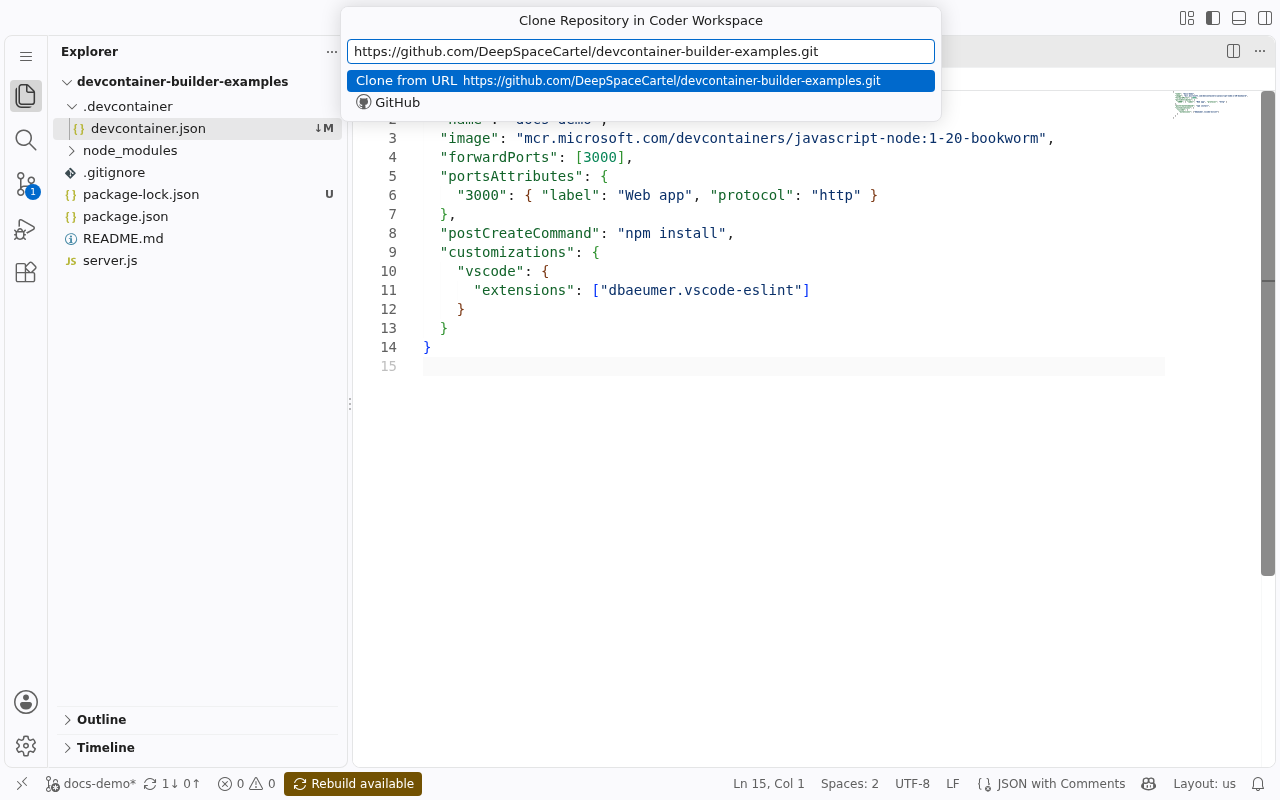 The repository picker: Clone from URL, or GitHub